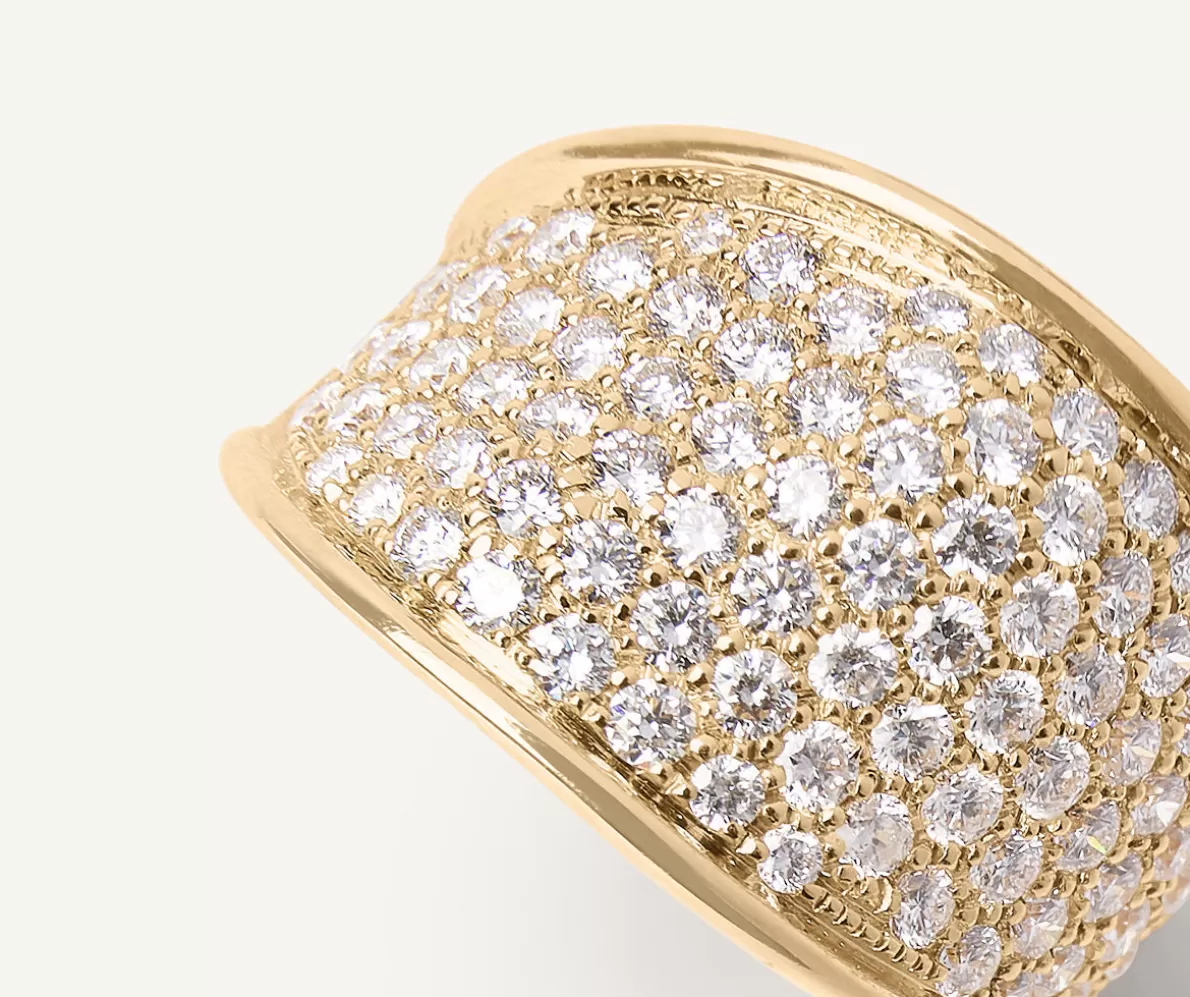 New Marco Bicego 18Kt Yellow Gold Band Ring With Diamonds