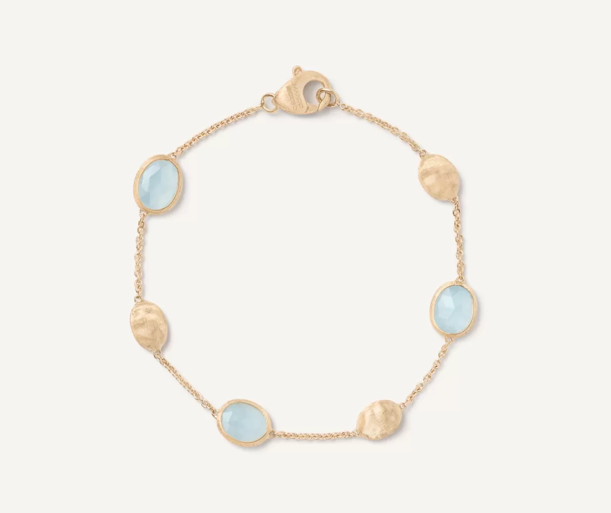 Best Marco Bicego 18Kt Yellow Gold Bracelet With Oval Elements And Aquamarine