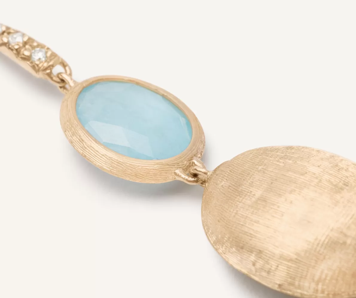 Clearance Marco Bicego 18Kt Yellow Gold Earrings With Aquamarine And Diamond Hook