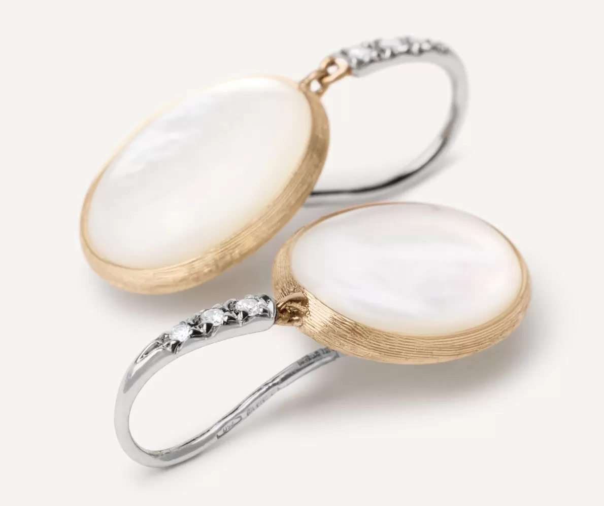 Discount Marco Bicego 18Kt Yellow Gold Earrings With Mother-Of-Pearl And Diamond Hook