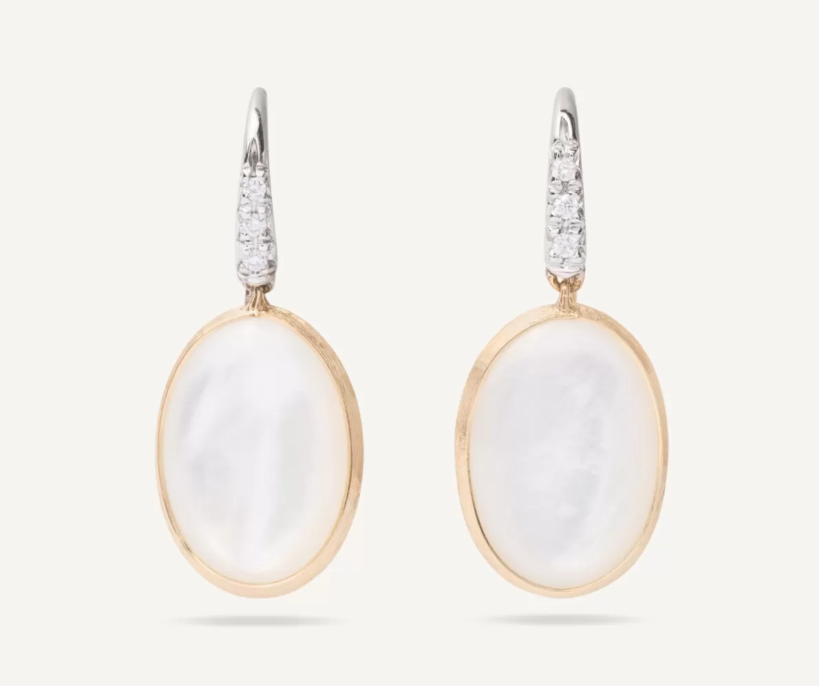 Discount Marco Bicego 18Kt Yellow Gold Earrings With Mother-Of-Pearl And Diamond Hook