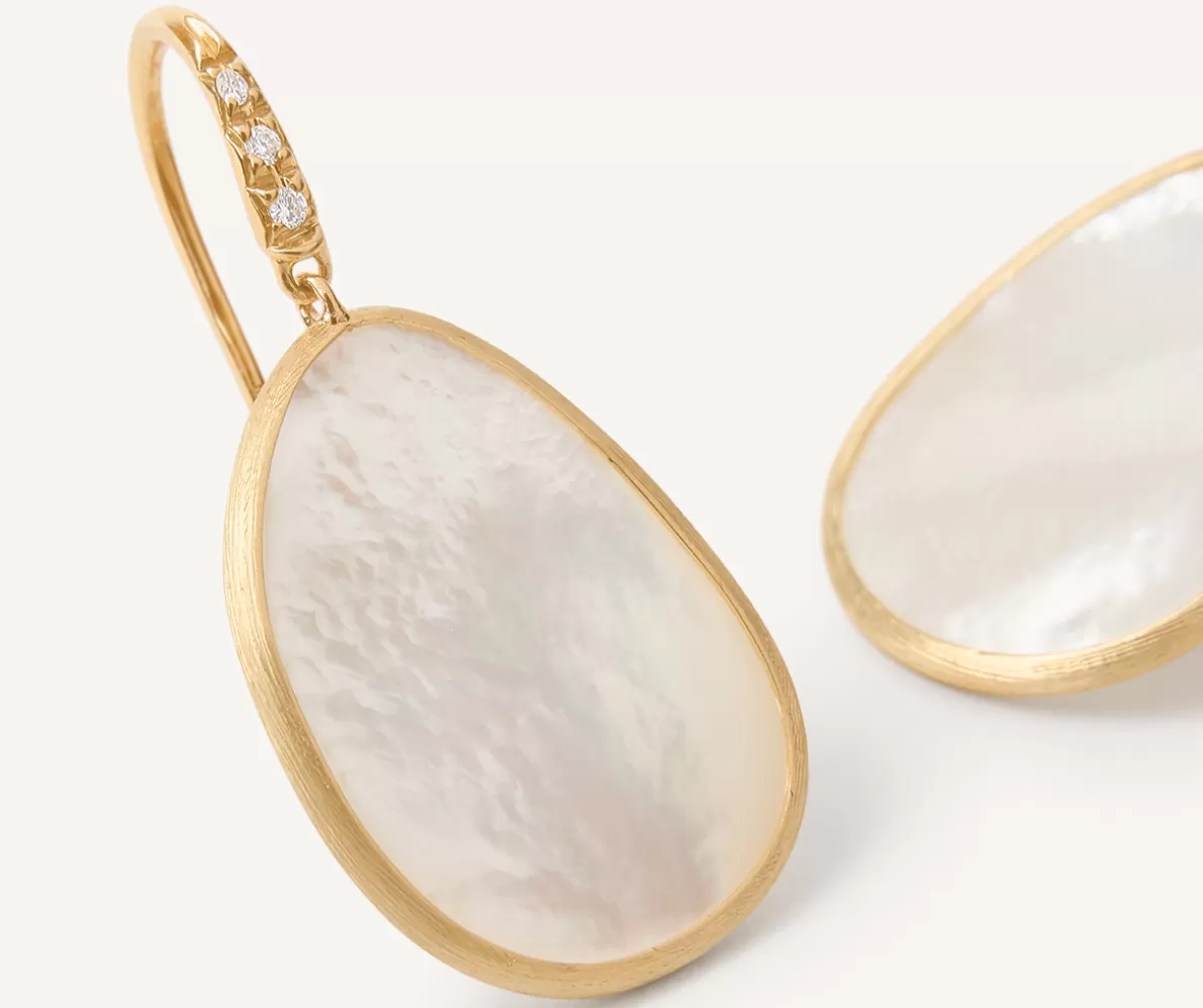 Cheap Marco Bicego 18Kt Yellow Gold Earrings With White Mother-Of-Pearl And Diamonds