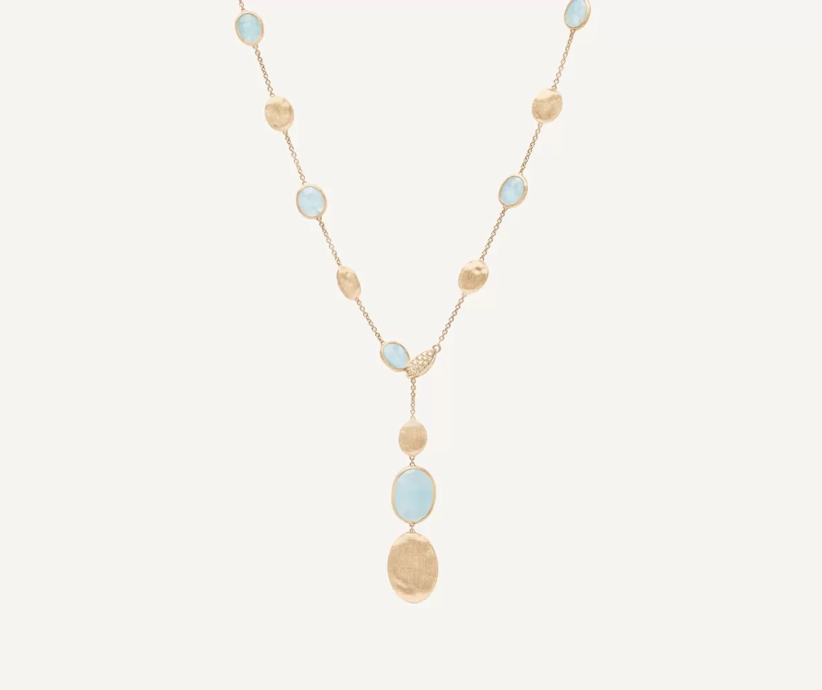 Clearance Marco Bicego 18Kt Yellow Gold Lariat Necklace With Aquamarines And Diamonds