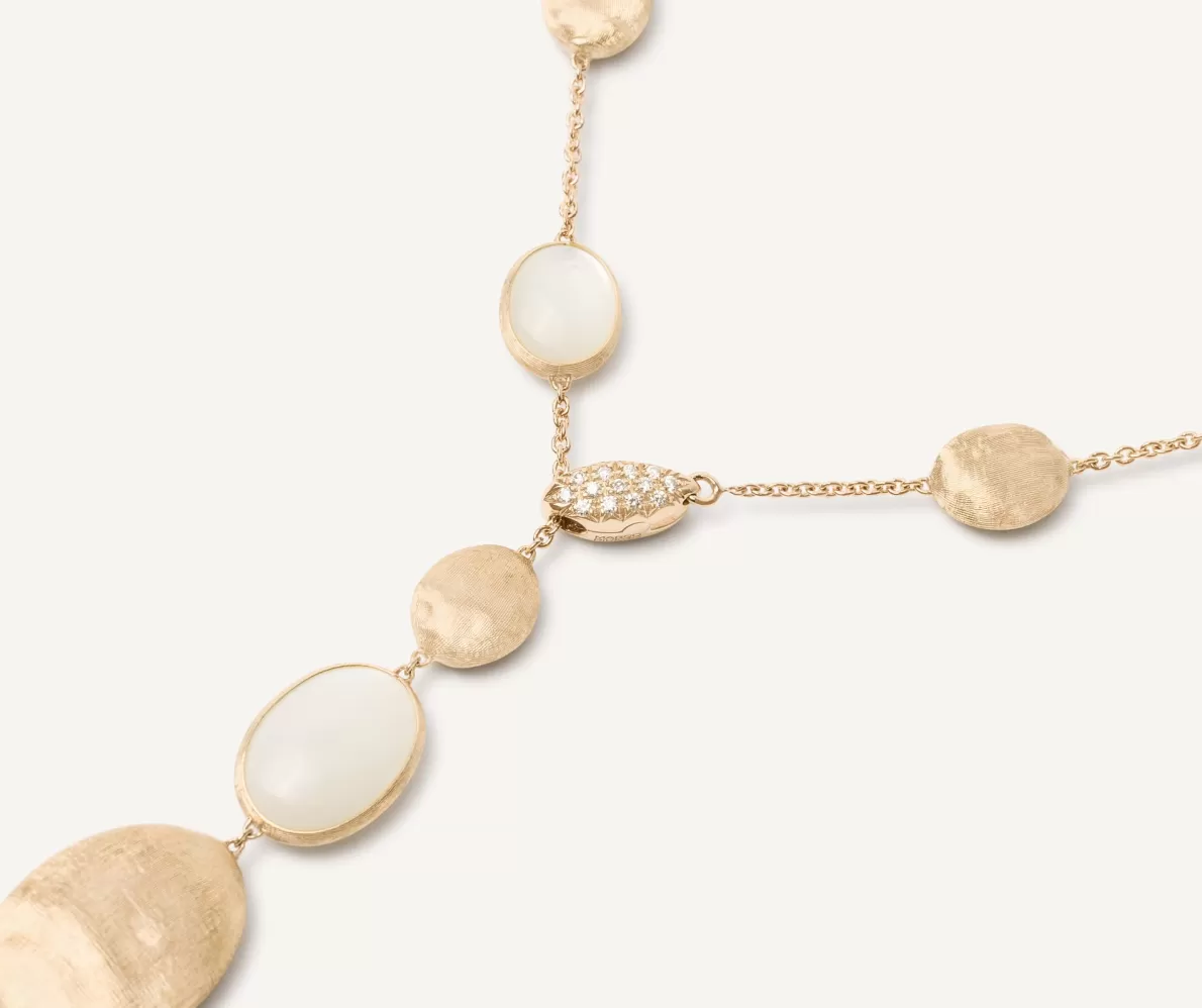 Store Marco Bicego 18Kt Yellow Gold Lariat Necklace With Mother-Of-Pearl And Diamonds