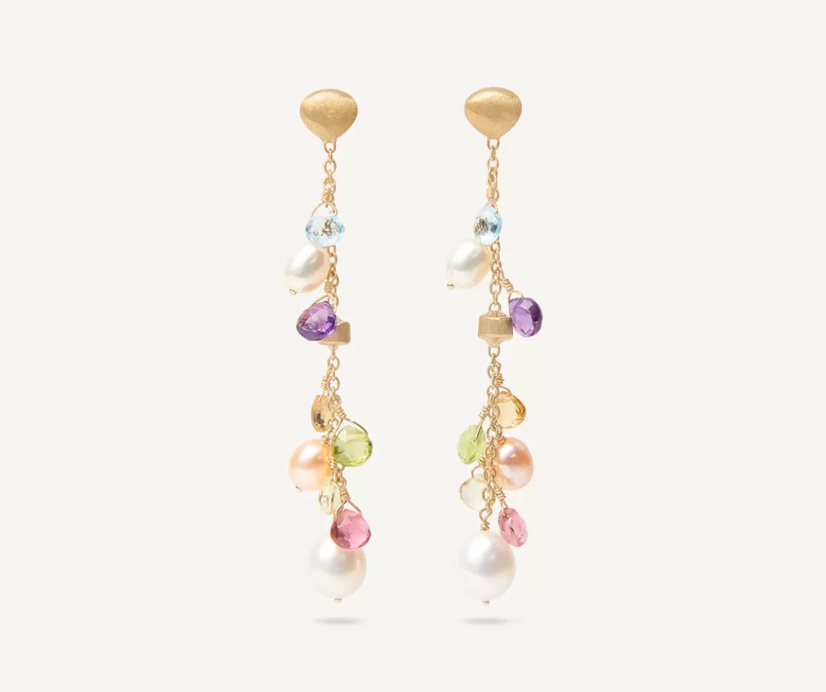 Cheap Marco Bicego 18Kt Yellow Gold Pearls And Gemstones Long Drop Earrings