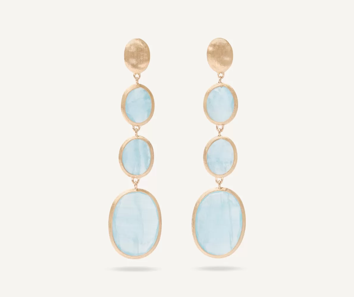 Sale Marco Bicego 18Kt Yellow Gold Pendant Earring With Aquamarines