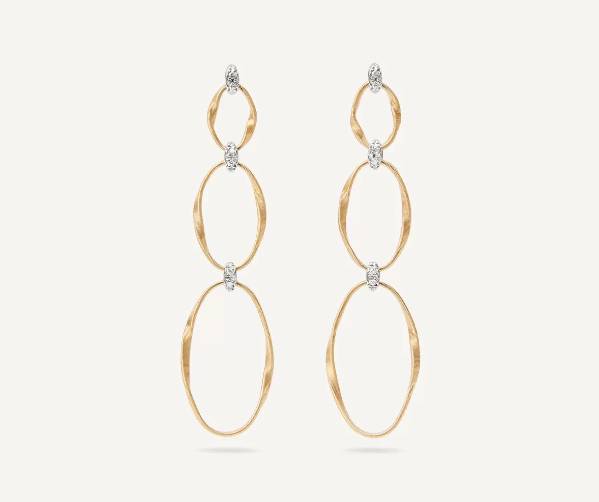 Clearance Marco Bicego Flacher Dreifacher Ohrring Aus Gold Mit Diamanten