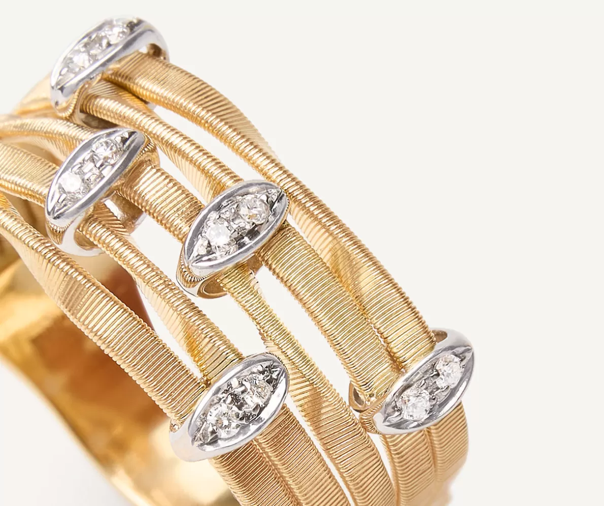 Store Marco Bicego Funfreihiger Ring Aus Gold Mit Diamantpave