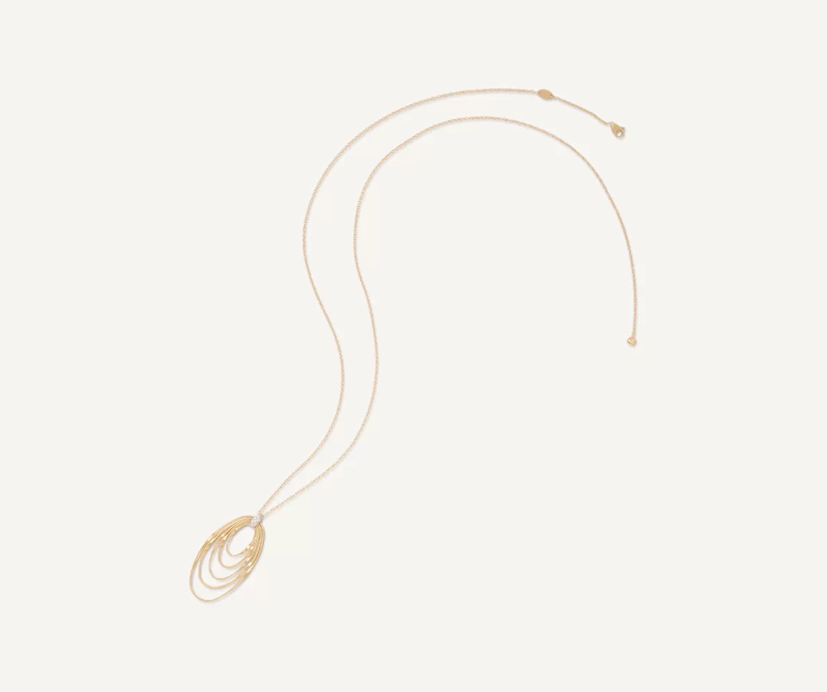 Shop Marco Bicego Langer Anhanger Aus Gold Mit Diamanten Und Ovalen