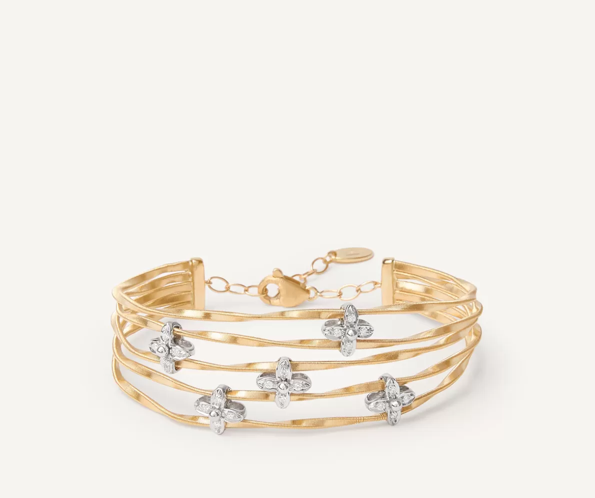 Flash Sale Marco Bicego Mehrreihiger Armreif Aus Gold Mit Floralen Diamantpaves