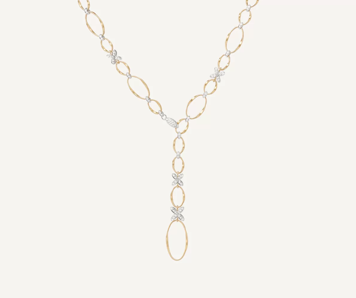 Outlet Marco Bicego Y-Kette Aus Gold Mit Floralem Diamantpave